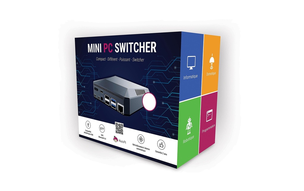 HutoPi Kits de démarrage MiniPC Switcher Raspberry Pi 4, 4 GB, 128 GB