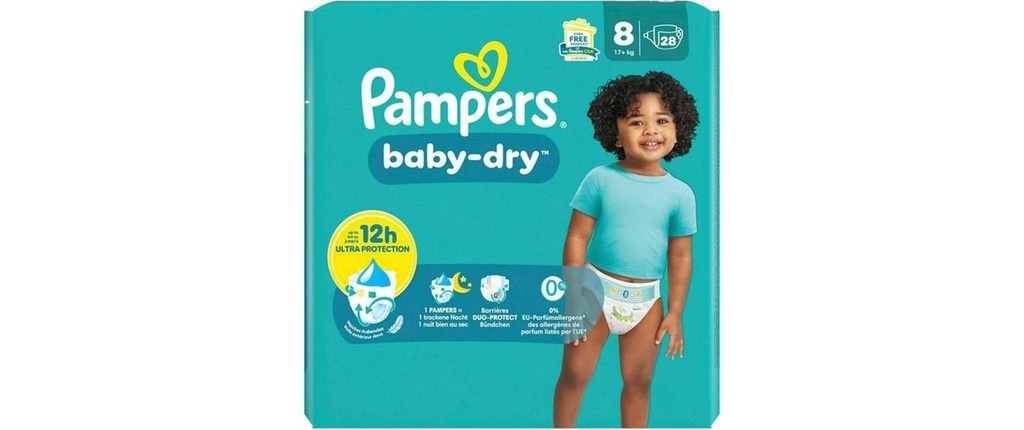 Pampers Couches Baby Dry Taille 8