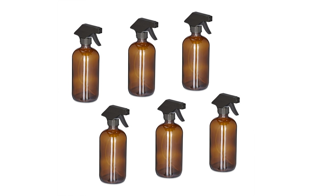 relaxdays Flacons pulvérisateurs 500 ml, brun, 6 pièces