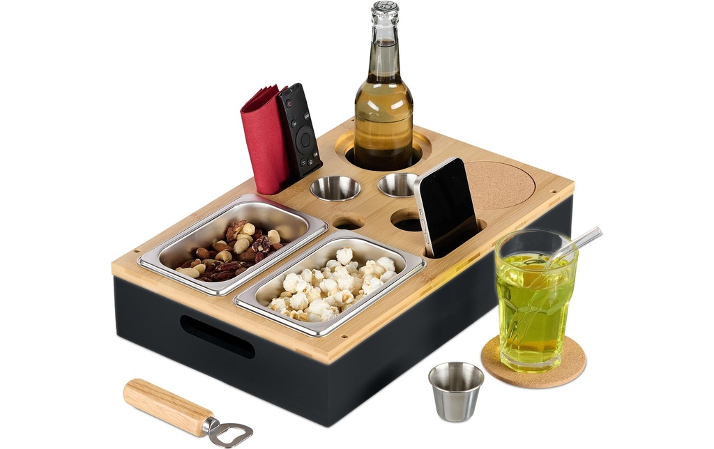 relaxdays Plateau de service noir/marron