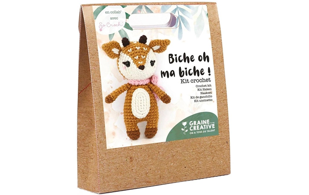 Graine Créative Kit de crochet Amigurumi chevreuil Marron 17 cm