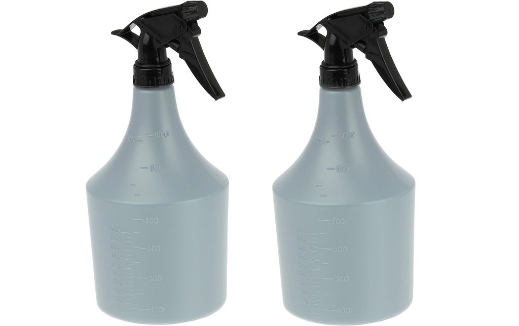 relaxdays Flacons pulvérisateurs 1 l, plastique, gris / noir, 2 pièces