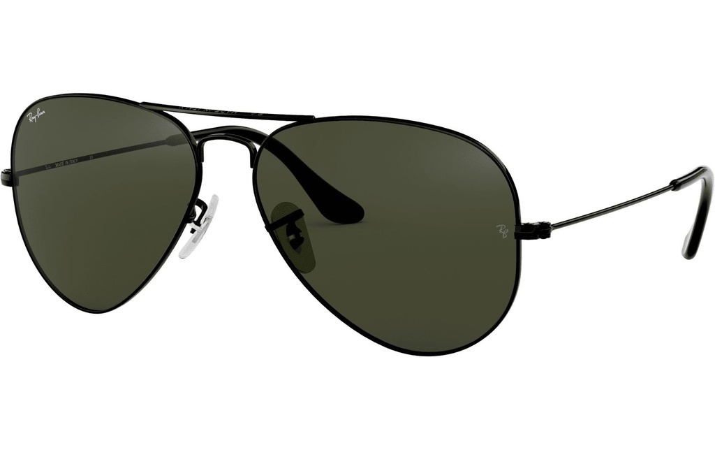 Ray-Ban Lunettes de soleil Aviator Large Metal Black, Pilote gris-vert