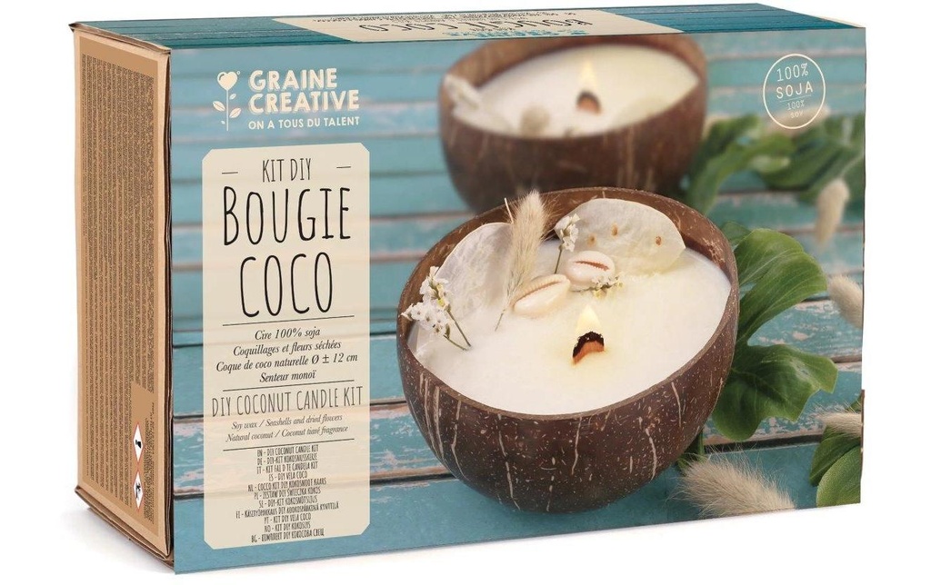 Graine Créative Kit de bougies DIY noix de coco 25 x 15 x 10 cm