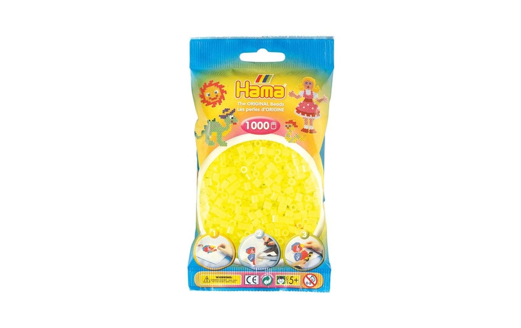 Hama Perles à repasser Midi Jaune fluo, 1000 pièces