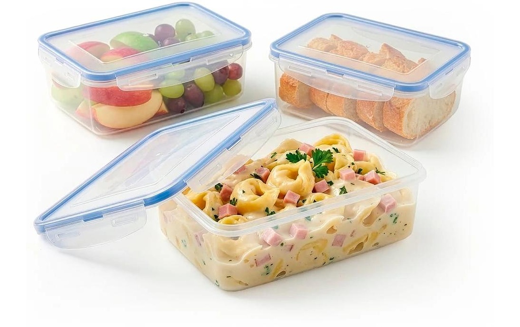 GOURMETmaxx Boîte à provisions Click-it 1.0 l, transparent / bleu, set de 3 pièces