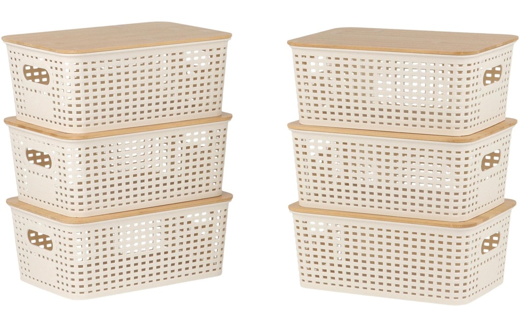 relaxdays Boîte de rangement Set de 6 pièces, blanc