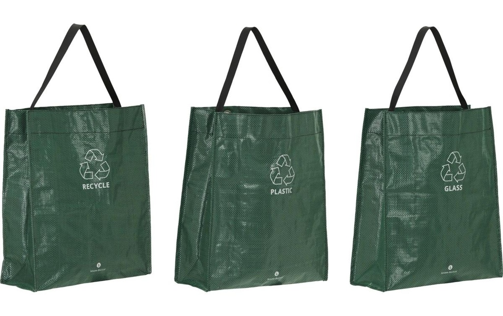 House Doctor Sac de recyclage HDRecycle, 38 x 15 x 44 cm, vert, lot de 3