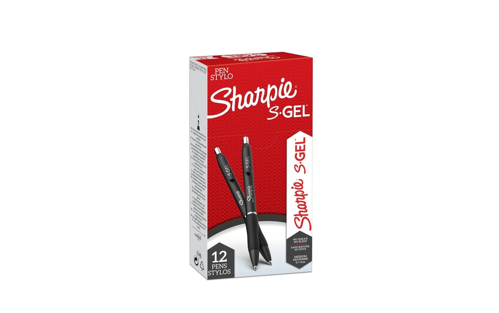 Sharpie Stylo à encre gel 0.7 mm, 12 pièces, noir