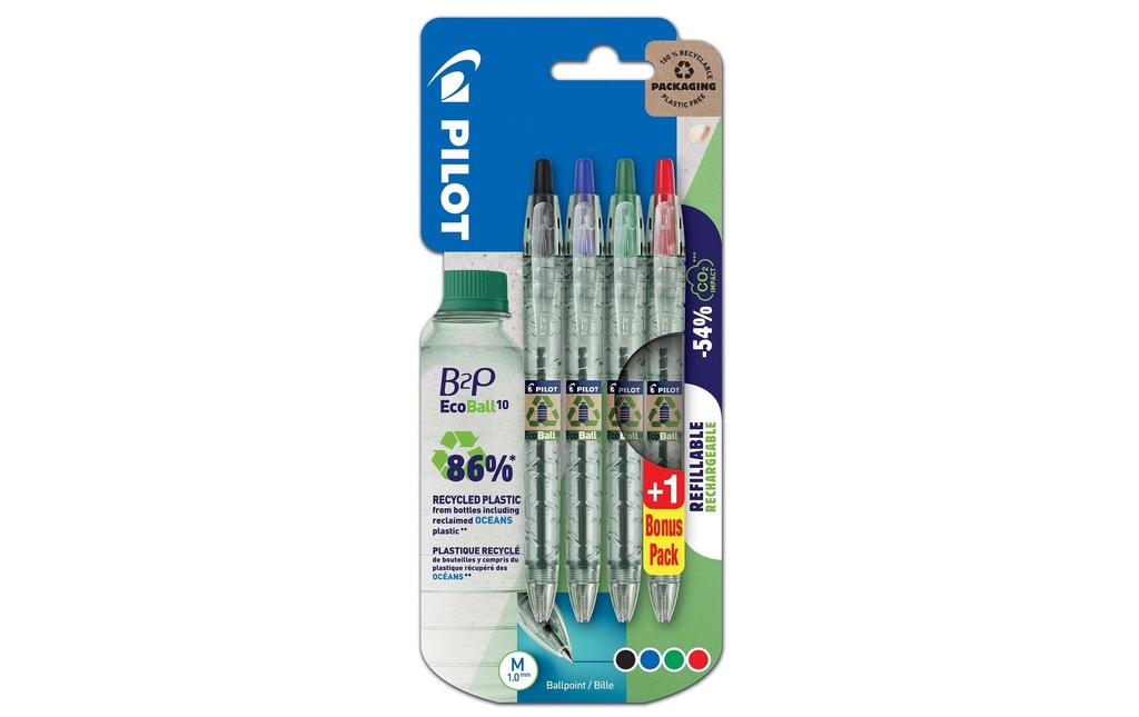 PILOT Stylo Ecoball B2P set à 4pcs. (4 pces)