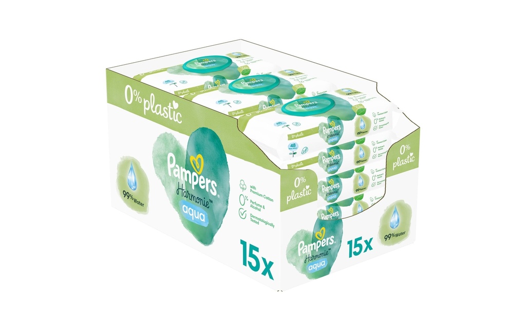 Pampers Lingettes humides Harmonie Aqua Giga paquet 15 x 48 pcs.