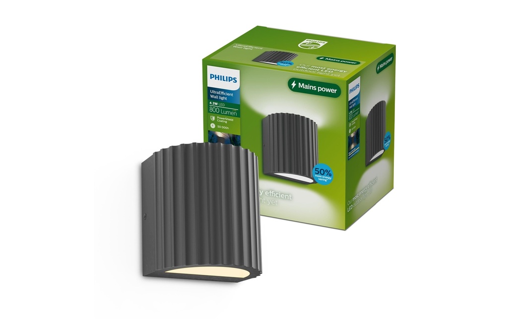 Philips Lampe murale Zyra, 2 x 4.3W, 2700 K, 800 lm, anthracite