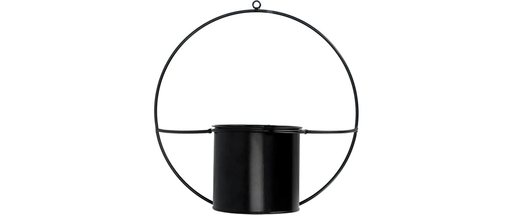 Esschert Design Planteur mural Pot mural fer rond noir