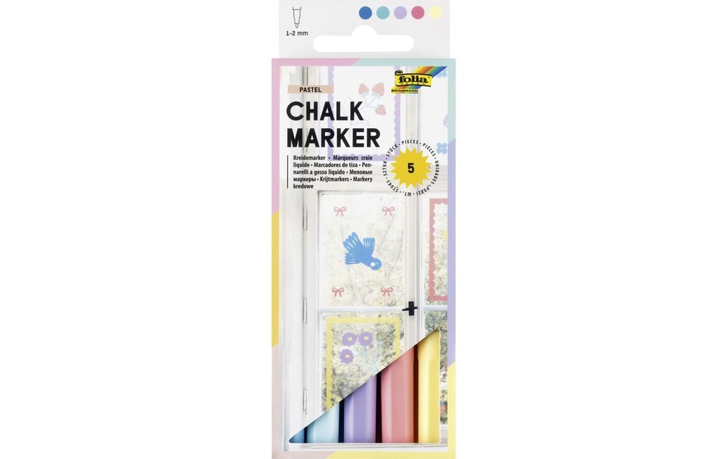 FOLIA Set marqueurs craie Pastel 5p (5 pces)