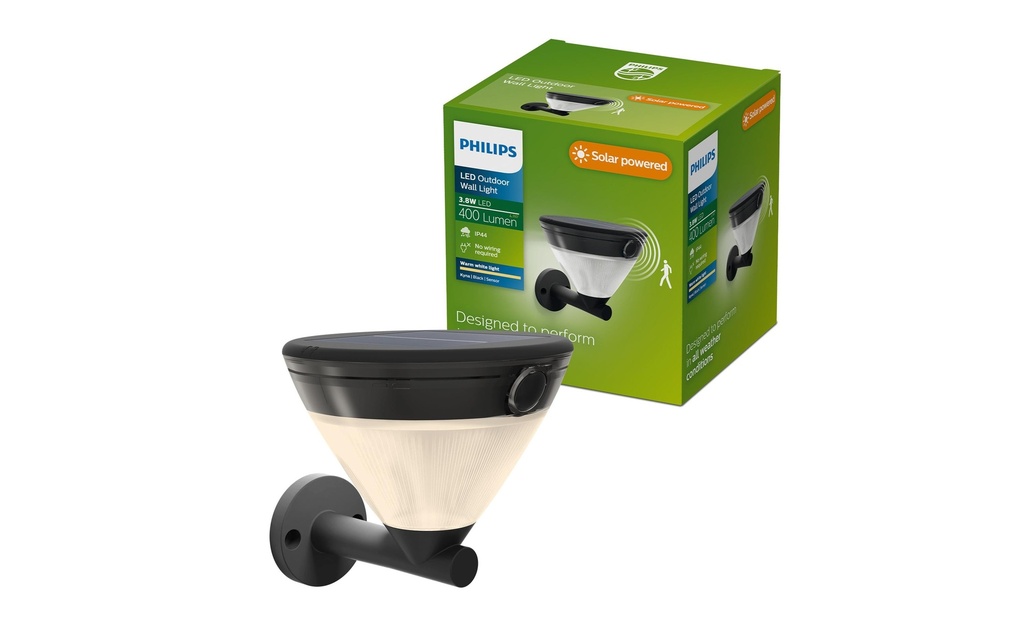 Philips Lampe murale Solar Kyna, 3.8W, 2700 K, 400 lm, noir
