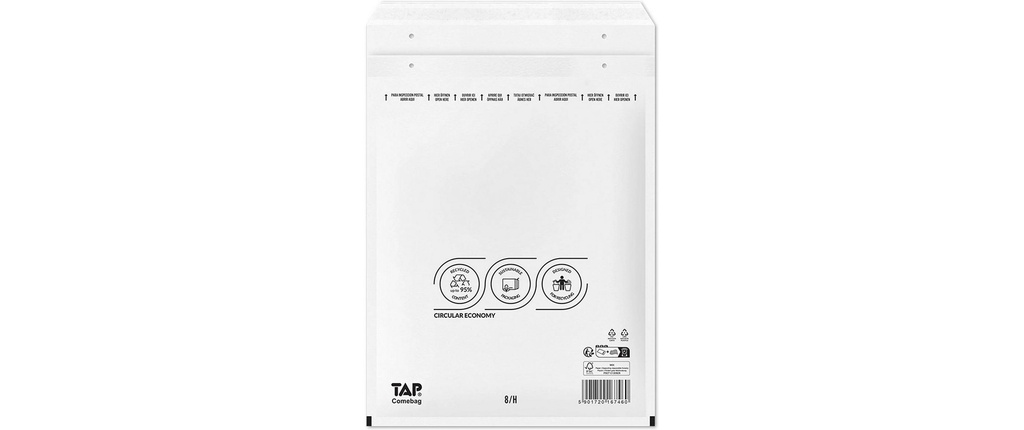 Antalis Pochette rembourrée à bulles d’air TAP Comebag, Taille F, blanc, 100 pièces