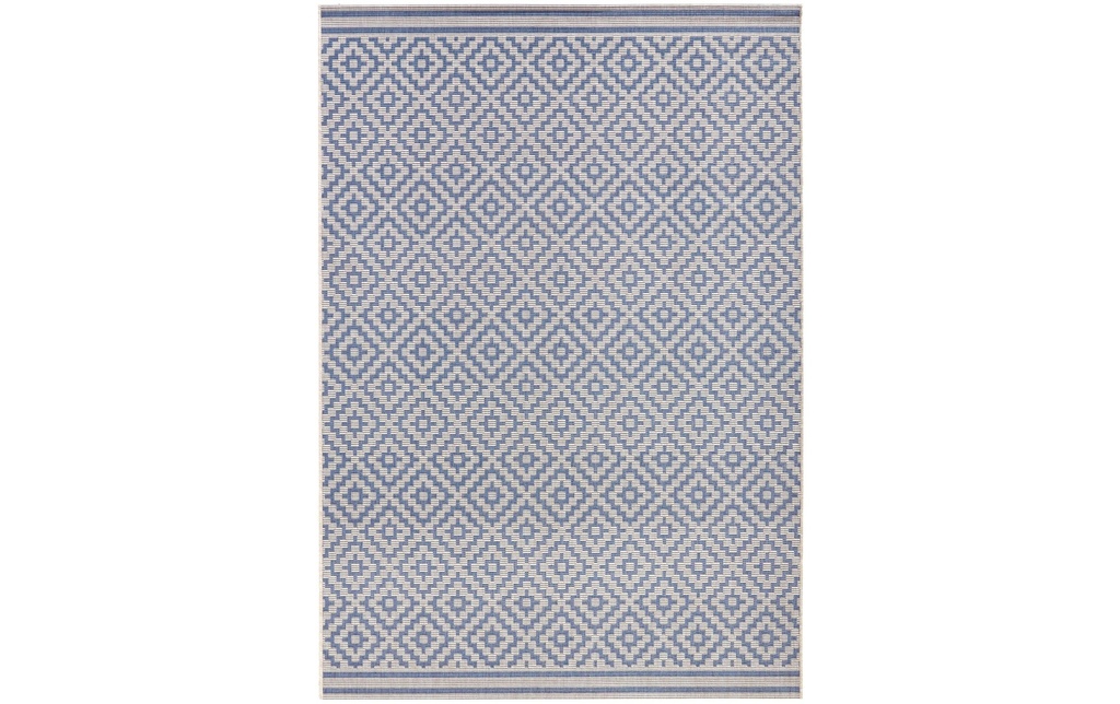 Hanse Home Losange Tapis d'intérieur et d'extérieur 140 x 200 cm, Bleu/Crème