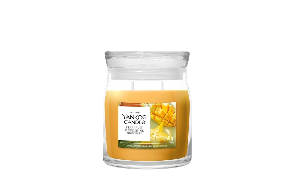 Yankee Candle Signature Bougie parfumée Starfruit & Sunshine Signature Medium Jar