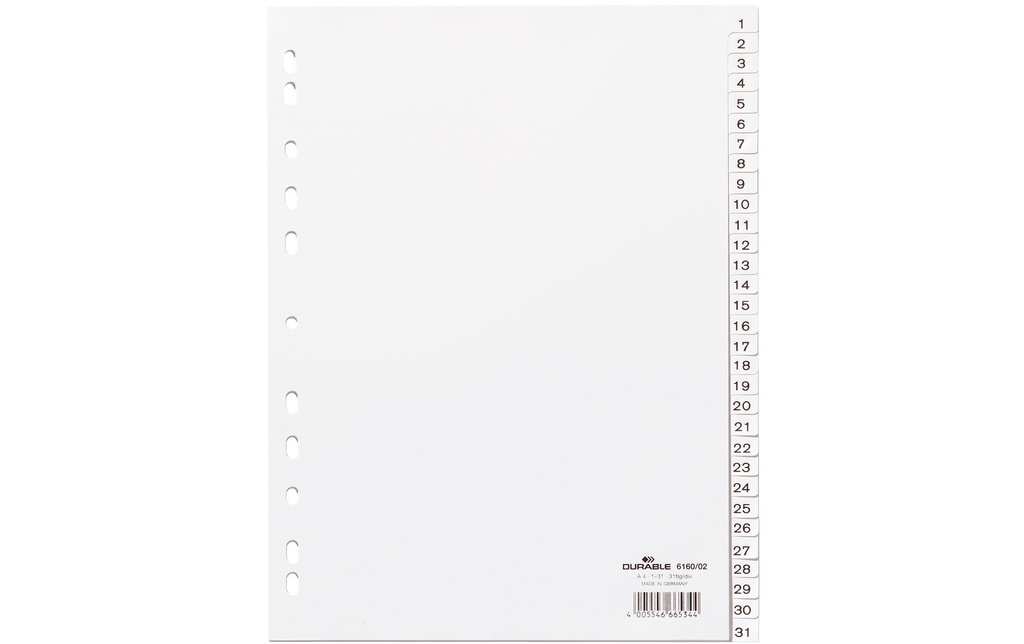DURABLE Registre A4 1-31, avec feuille d'index