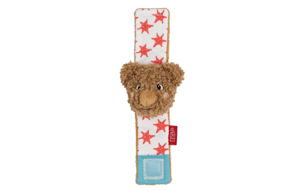 fehn Bracelet hochet Ours, Peluche / velours, brun, 15 cm