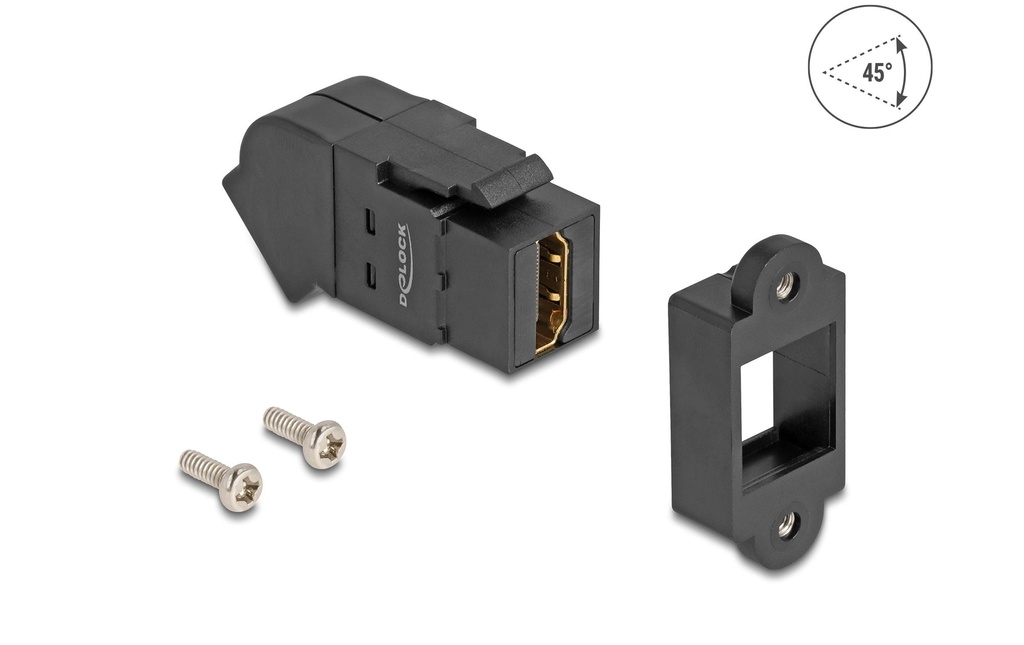 Delock Module Keystone HDMI encastré femelle vers HDMI femelle coudé à 45 8K 60 Hz