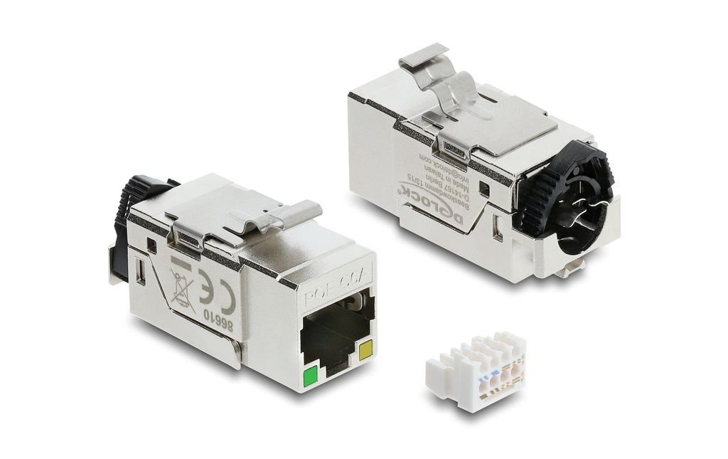 Delock Module Keystone Barrette LSA pour prise RJ45 STP avec PoE LED