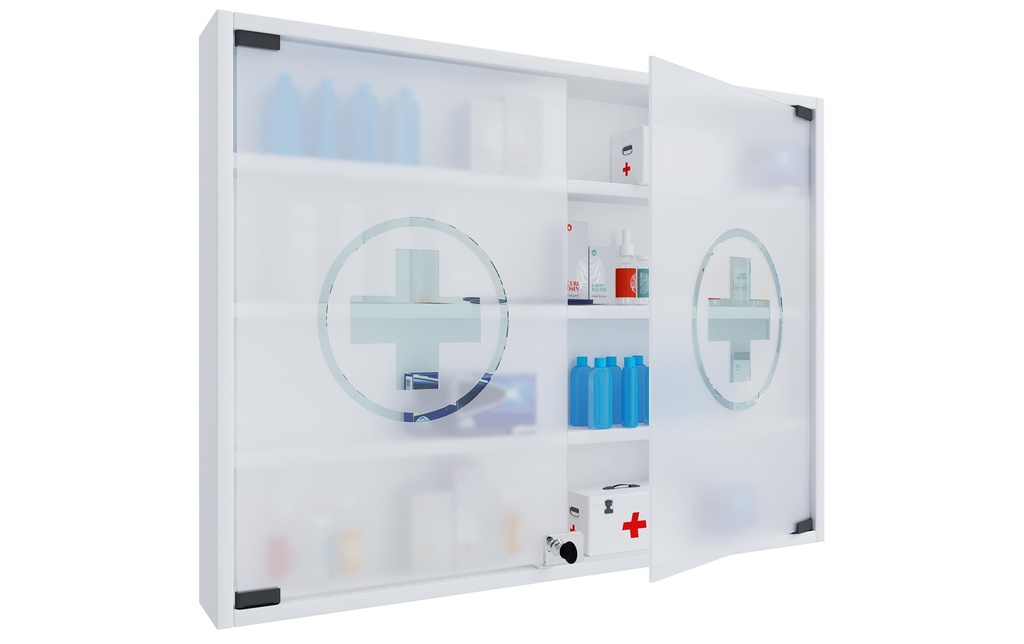 VCM Armoires de premiers secours Hustila L 60 x 80 x 10 cm, blanc