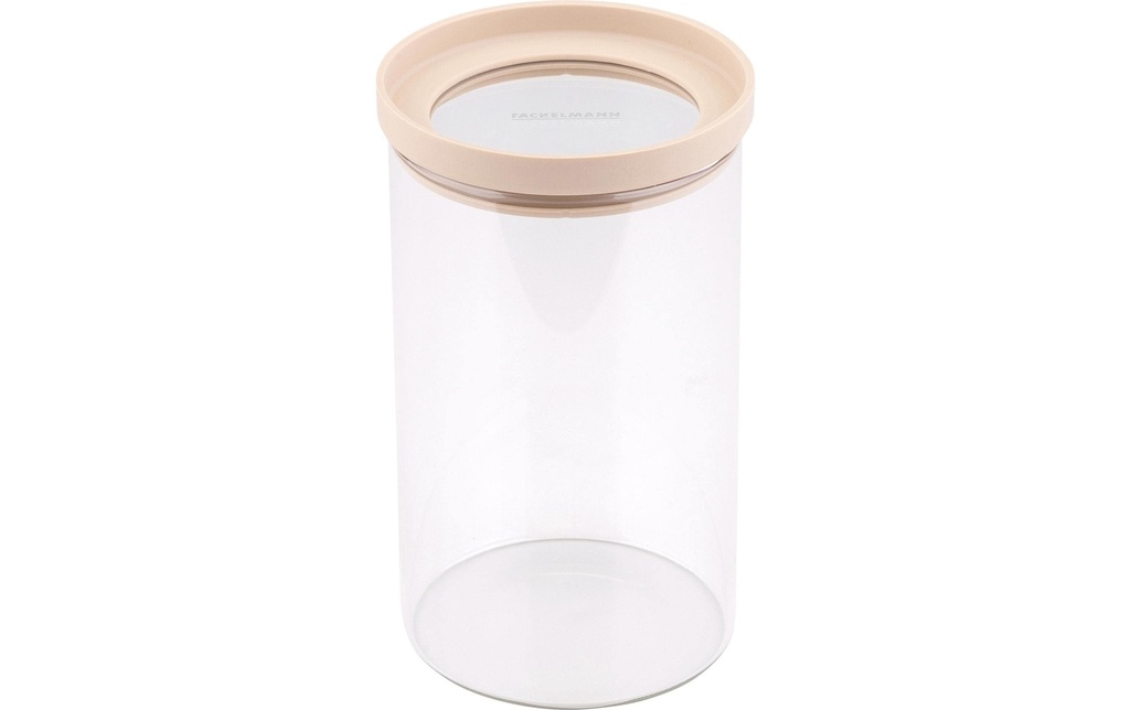 Fackelmann Bocal à provisions Bocal de stockage 1 l, verre, beige, 1 pièce