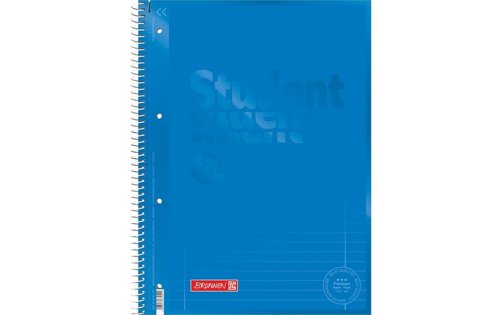 Brunnen Carnet de notes Premium Colour Code A4, ligné, 80 feuilles, azur