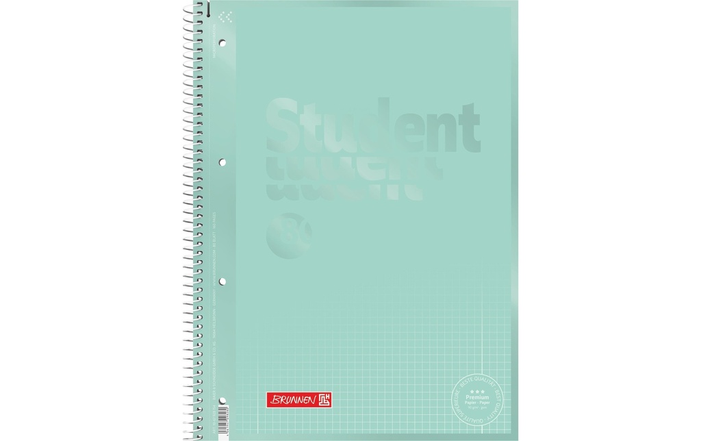 Brunnen Carnet de notes Premium Colour Code A4, quadrillé, 80 feuilles, menthe