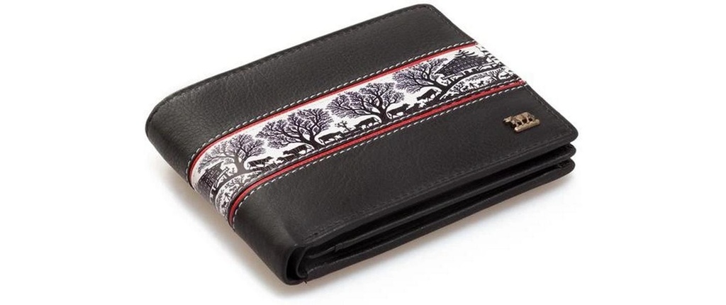 creanorm Portefeuille Cuir véritable, coupe en ciseaux, noir