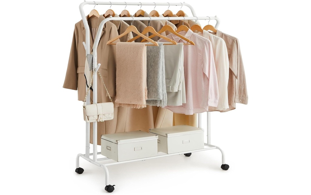 Songmics Porte-manteaux avec roulettes White