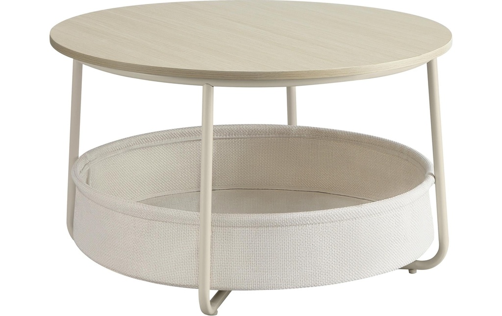 VASAGLE Table d'appoint 75 x 45 cm, Blanc/Beige
