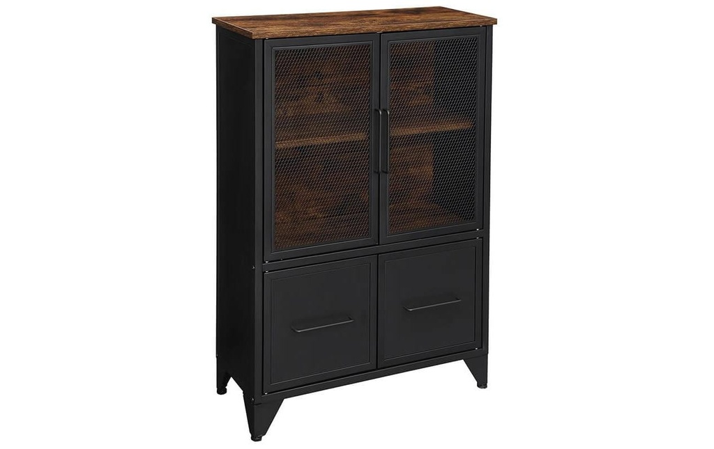 VASAGLE Commode Industrial 33 x 100 cm, Noir