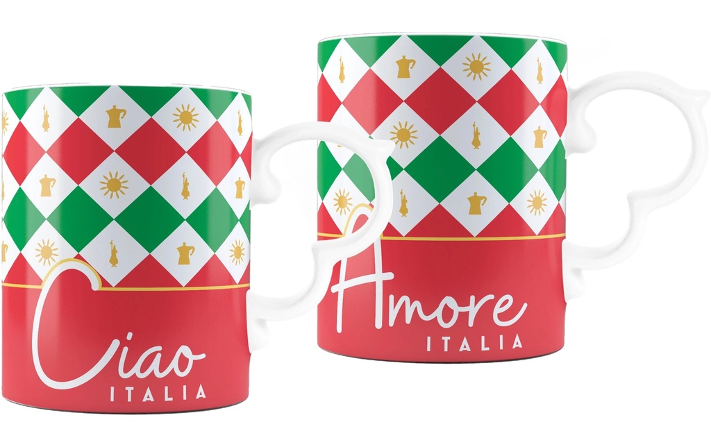 Bialetti Mug Italia Damier, 300 ml, 2 tasses