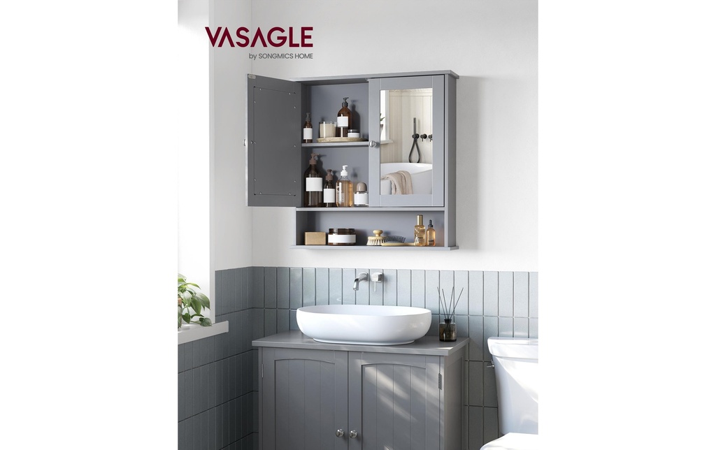 VASAGLE Armoire de toilette MDF, 13 x 56.5 x 58.5 cm