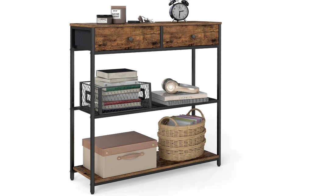 VASAGLE Table console 76 x 80 cm, Noir/Brun
