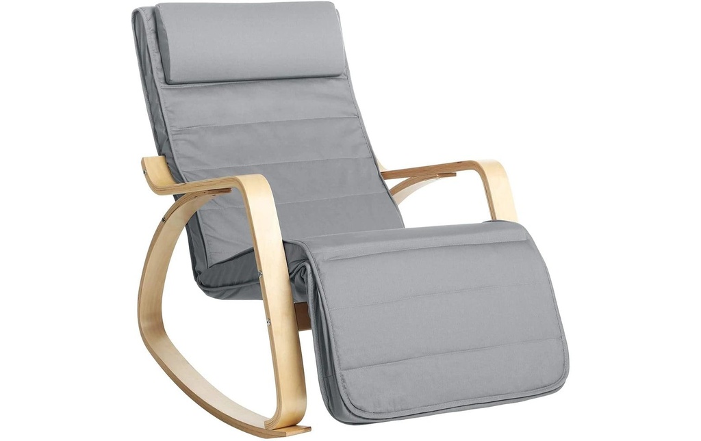 Songmics Chaise à bascule Bois/Textile, Gris