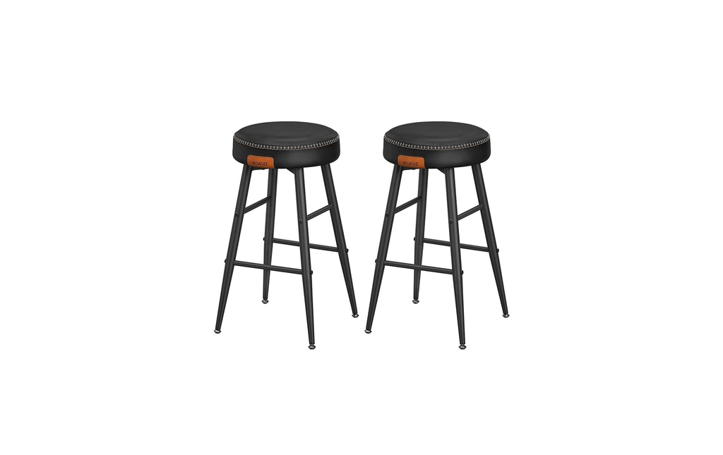VASAGLE Tabouret de bar, lot de 2 49.5 x 63 cm, Noir