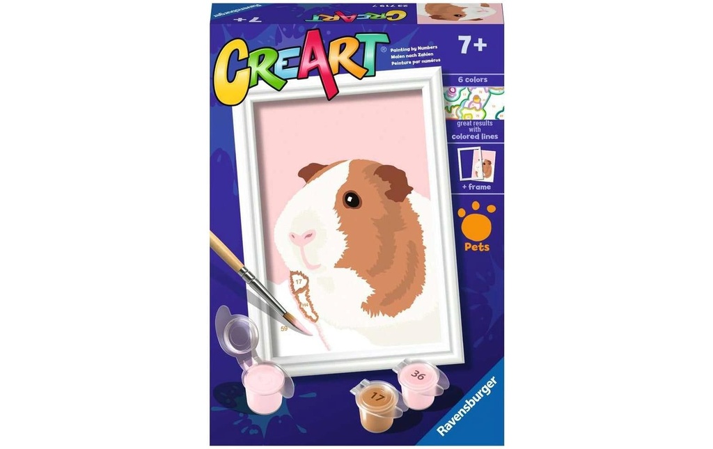 Ravensburger Peinture avec chiffres Cochon d'Inde avec des peintures acryliques