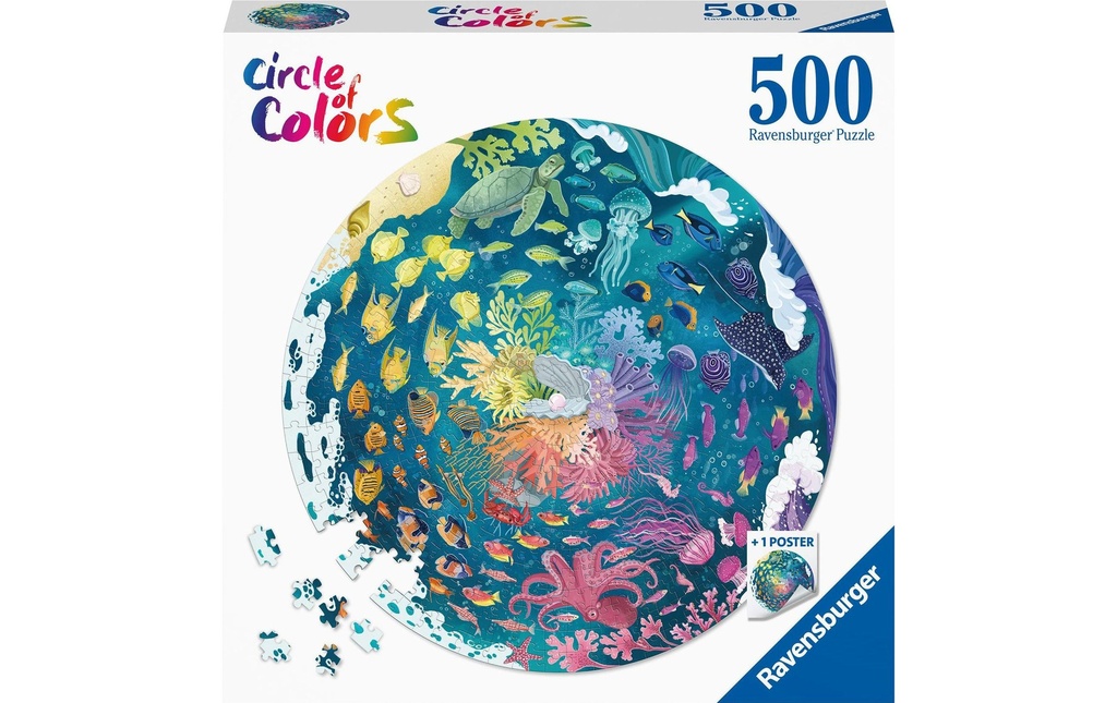 Ravensburger Puzzle Circle of Colors – Ocean 500 pièces, rond