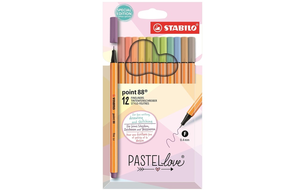 STABILO Point 88 Pastellove 0.4 mm, set de 12