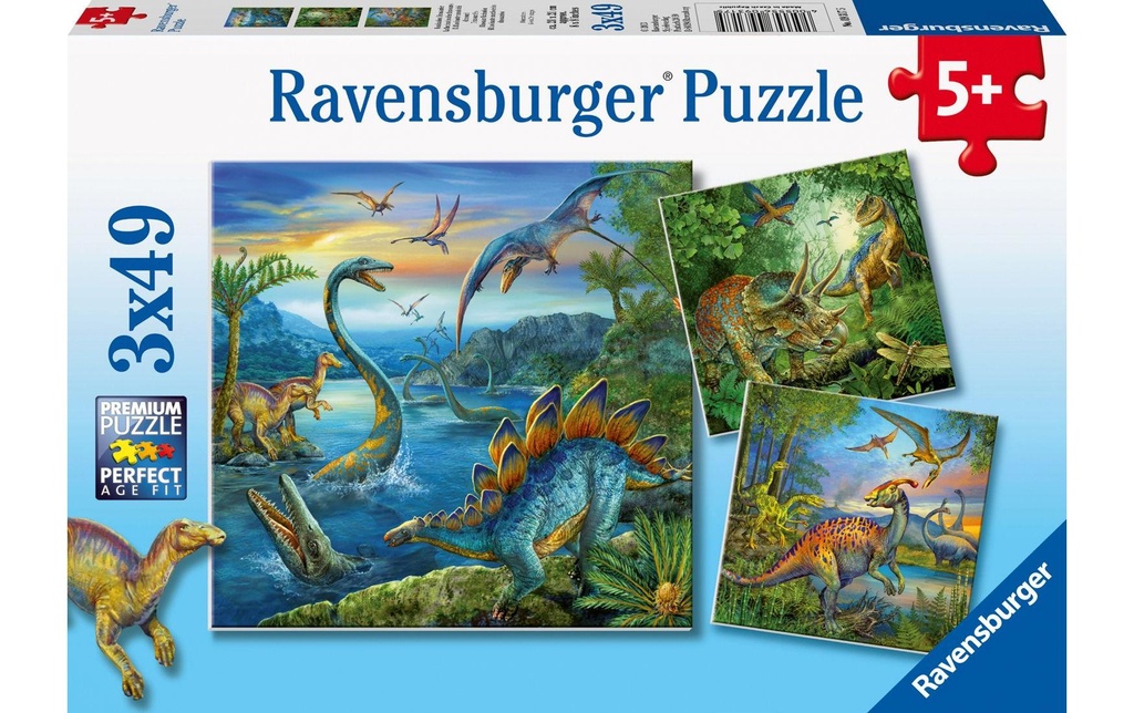 Ravensburger Puzzle La fascination des dinosaures 3 x 49 pièces