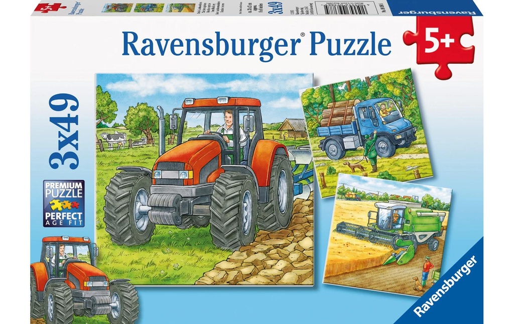 Ravensburger Puzzle Grandes machines agricoles 3 x 49 pièces