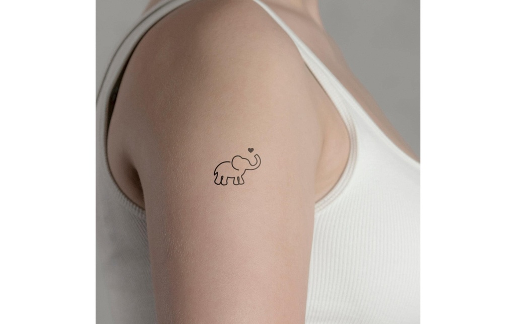minink Tatouage petit éléphant Taille: S (3.0 cm x 2,4 cm)