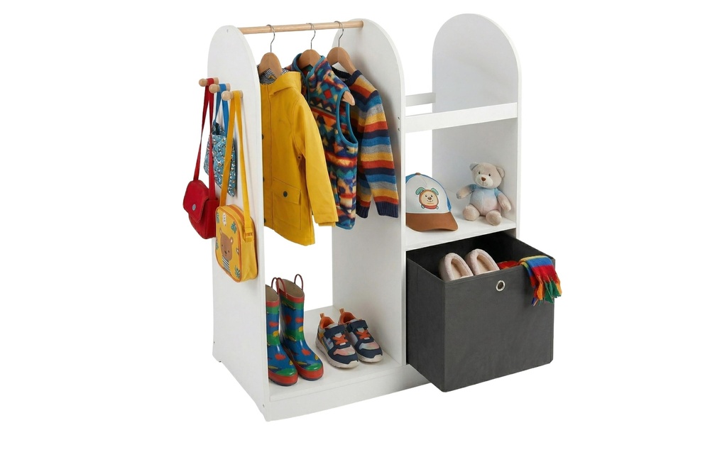 relaxdays Porte-manteau pour enfants avec boîte en tissu
