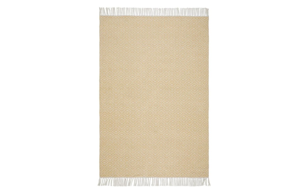 Urbanara Tapis Barota 140 x 200 cm, Jaune moutarde/Blanc