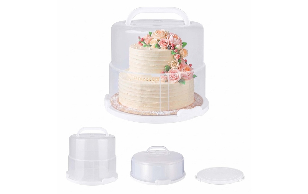 relaxdays Cloche à gâteau réglable en hauteur Transparent/Blanc