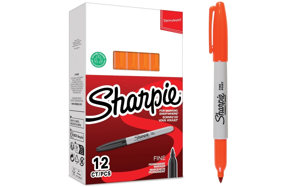 Sharpie Marqueur indélébile F, orange, 12 pièces