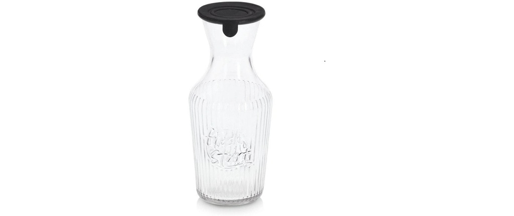Zeller Present Carafe en verre avec silicone. 1.2 l, Transparent/Argenté